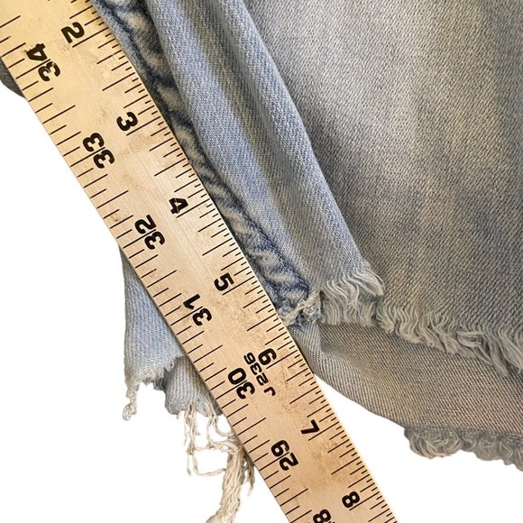 HOLLISTER BLUE DENIM LOW RISE JEAN LEGGING CUT OFF SHORTS SZ 9R/29 - Picture 7 of 7